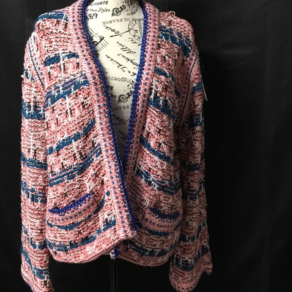GoAloneWithALU Chunky Knit Pink Blue Cardigan
